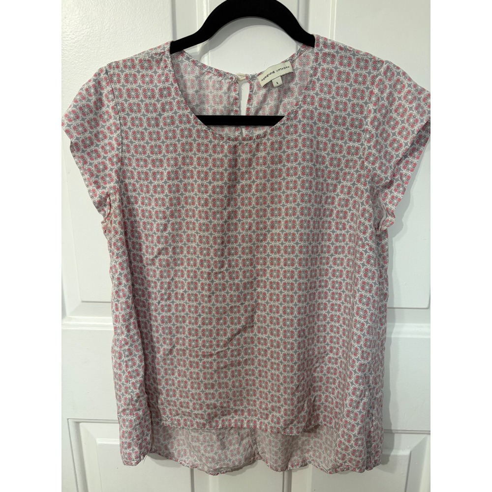 Adrienne Vittadini || Blouse || L || Pink Geometric Floral ||